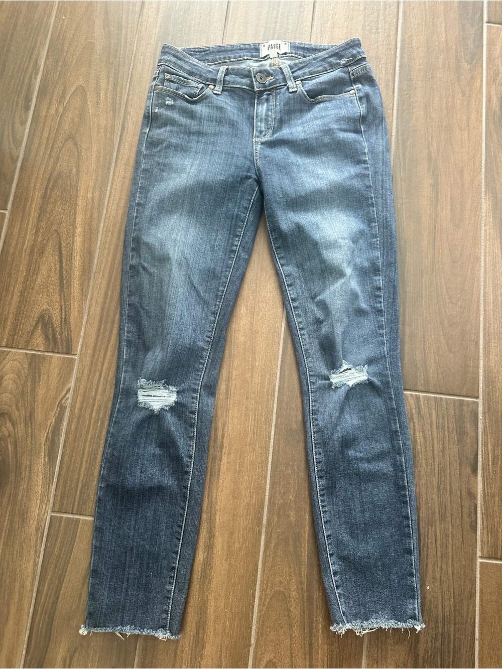 PAIGE Verdugo Blue Distressed Ultra Skinny Jeans 28